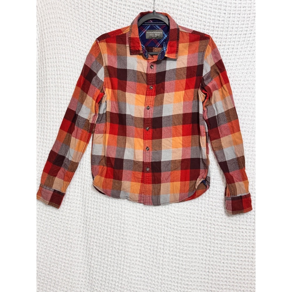 Hudson & Barrow Mountain Flannel Plaid Button Down‎ Shirt - Casual